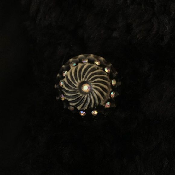 90’s/Y2K Vintage Teddy Faux Fur Black Long Sleeve Jacket Coat Rhinestone Button - Picture 6 of 11